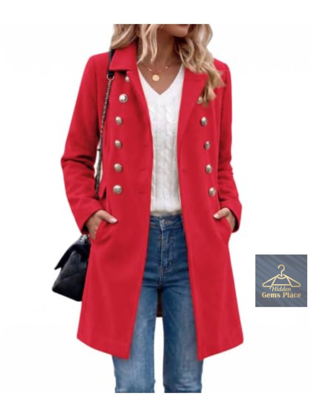 Women's Wool Blend Double Breasted Trench Coat Classic Fit Overcoat